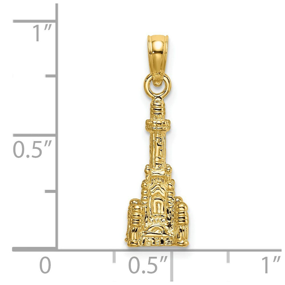14K Yellow Gold 3-D CHICAGO WATER TOWER Charm Pendant
