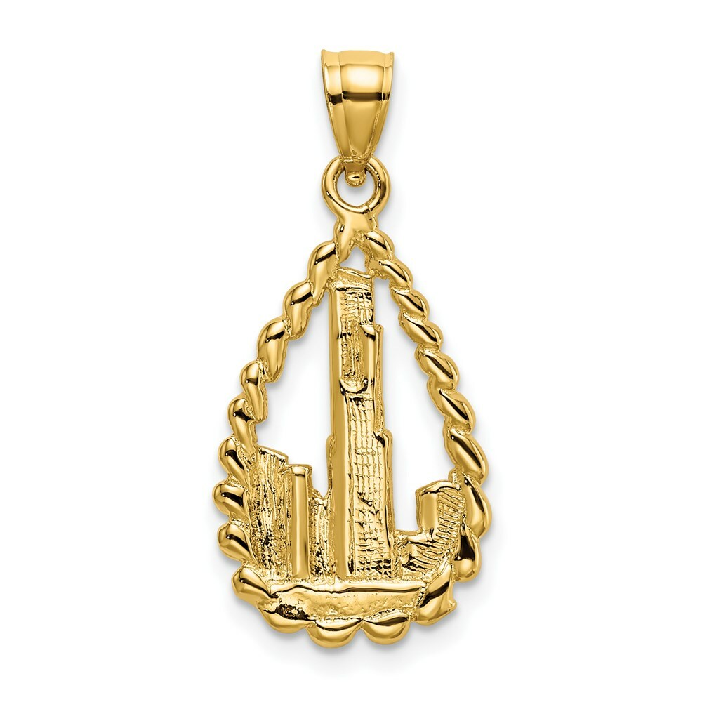 14K Yellow Gold SEAR'S TOWER & OTHERS IN TEARDROP FRAME Charm Pendant