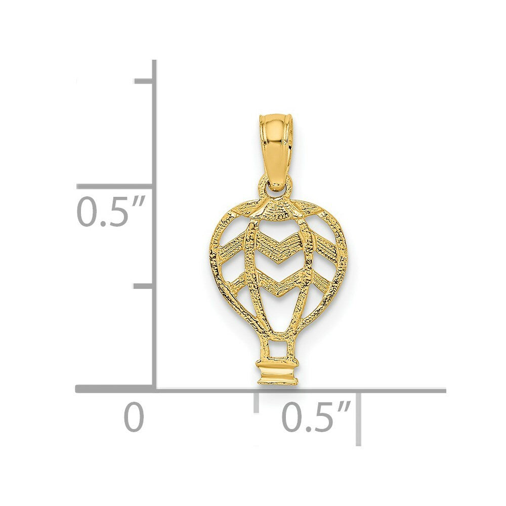 14K Yellow Gold Cut-Out & Flat Hot Air Balloon Charm Pendant
