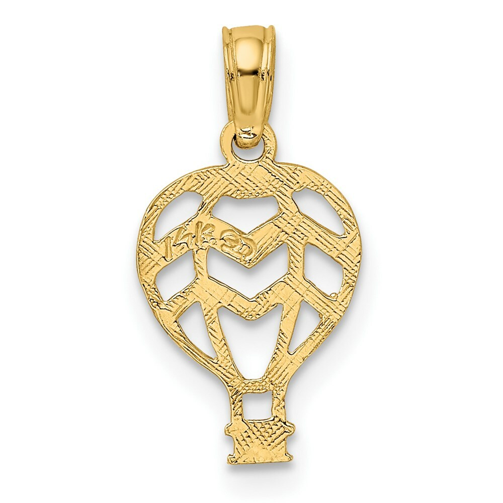 14K Yellow Gold Cut-Out & Flat Hot Air Balloon Charm Pendant