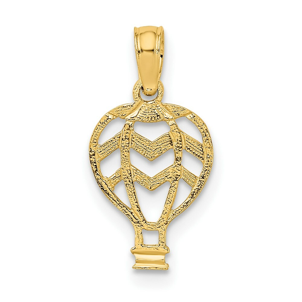 14K Yellow Gold Cut-Out & Flat Hot Air Balloon Charm Pendant