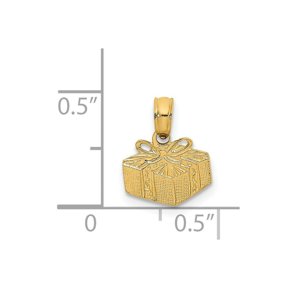 14K Yellow Gold WRAPPED GIFT BOX Charm Pendant