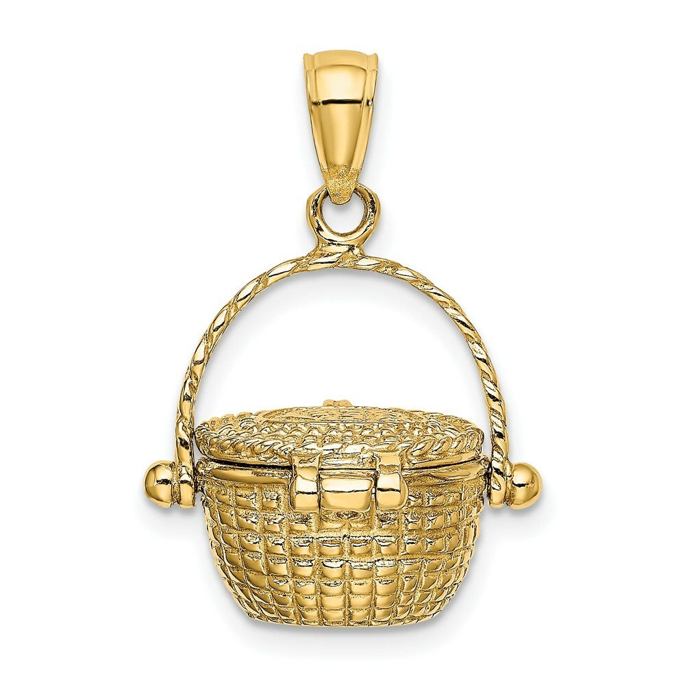 14K Yellow Gold 3-D Moveable NANTUCKET BASKET Charm Pendant
