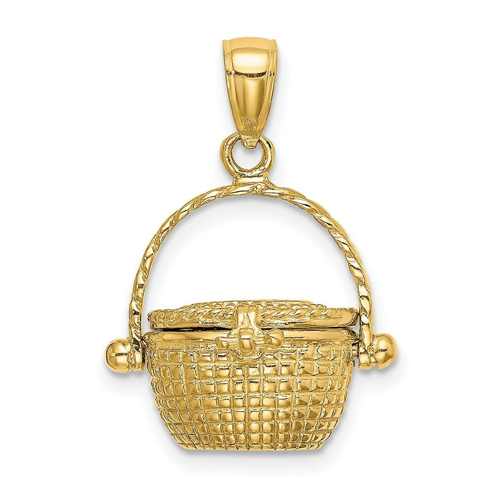14K Yellow Gold 3-D Moveable NANTUCKET BASKET Charm Pendant