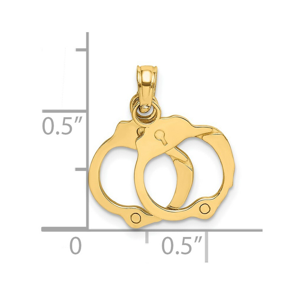 14K Yellow Gold Moveable HANDCUFFS Charm Pendant