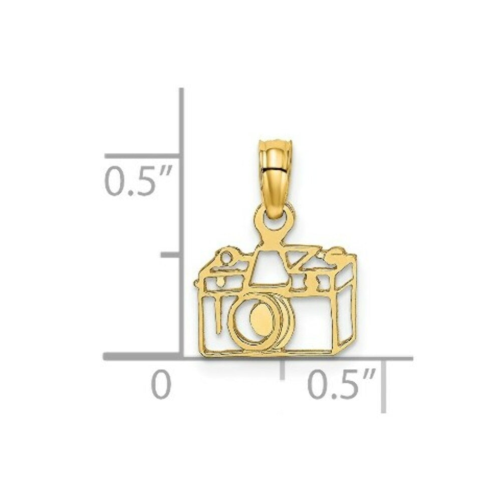 14K Yellow Gold Flat Cut-Out Camera Charm Pendant
