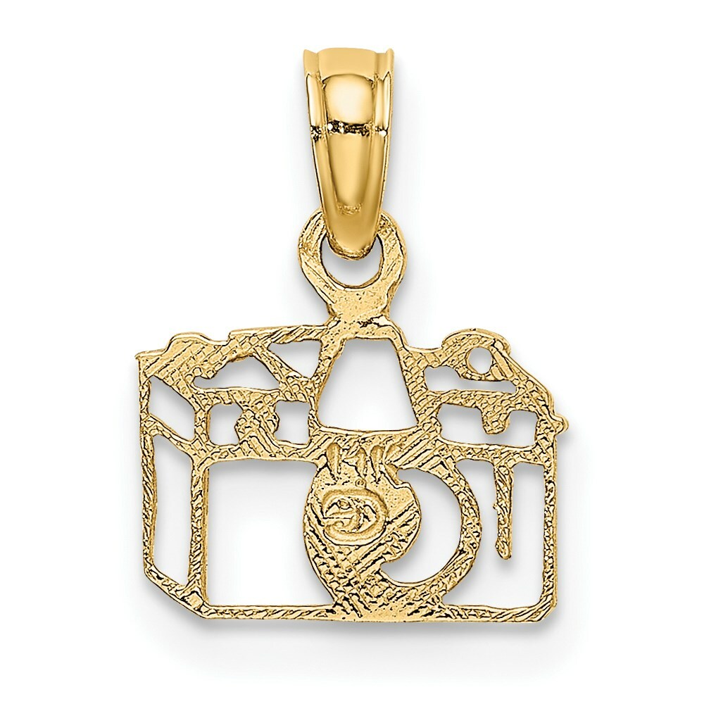 14K Yellow Gold Flat Cut-Out Camera Charm Pendant
