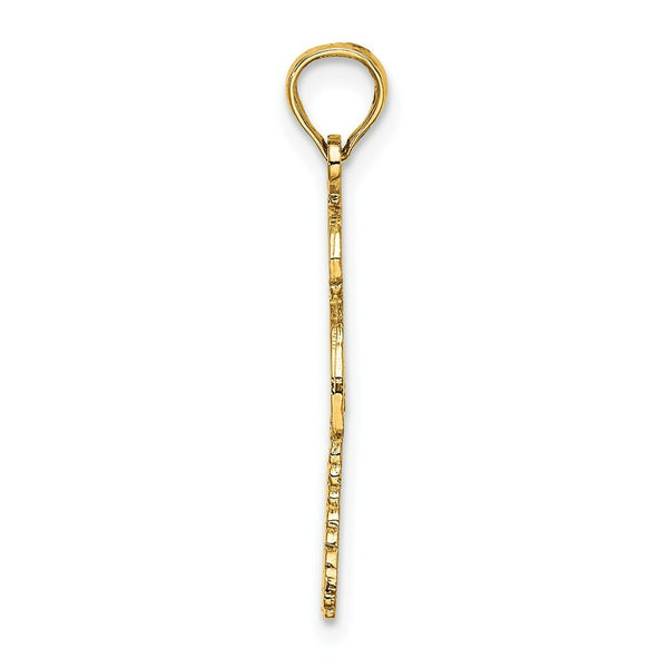 14K Yellow Gold Palm Tree With Cactus Charm Pendant