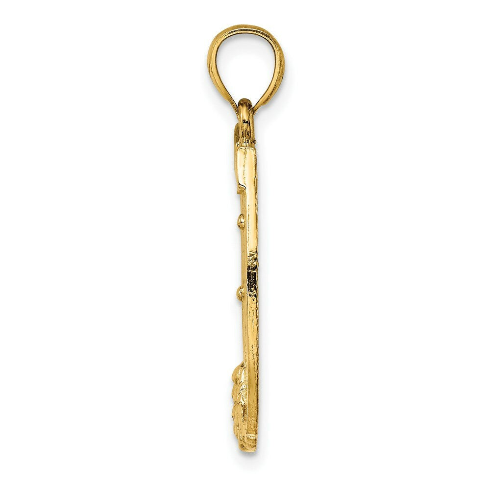 14K Yellow Gold Dollar Sign In Horseshoe Charm Pendant