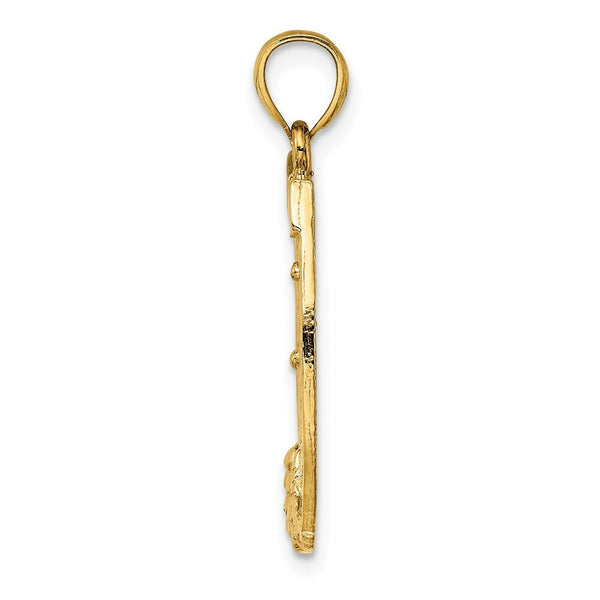 14K Yellow Gold Dollar Sign In Horseshoe Charm Pendant