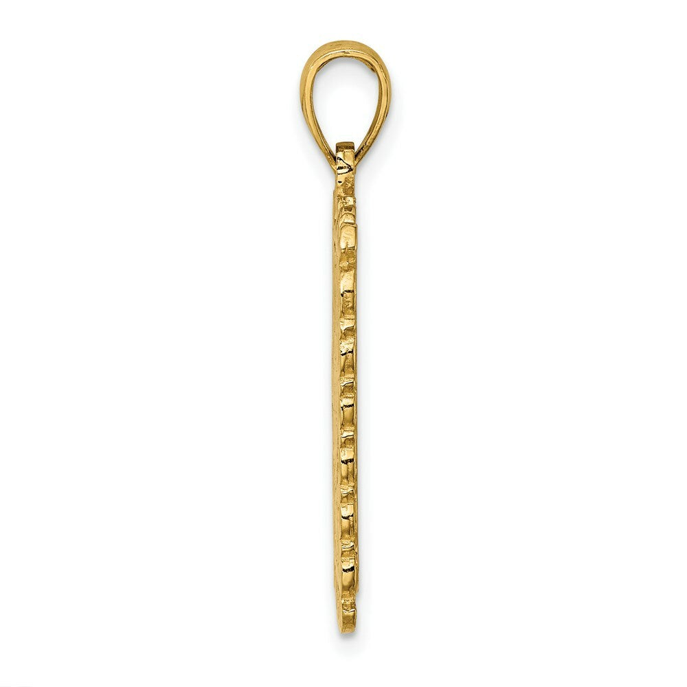 14K Yellow Gold 2-D Queen Playing Card Charm Pendant