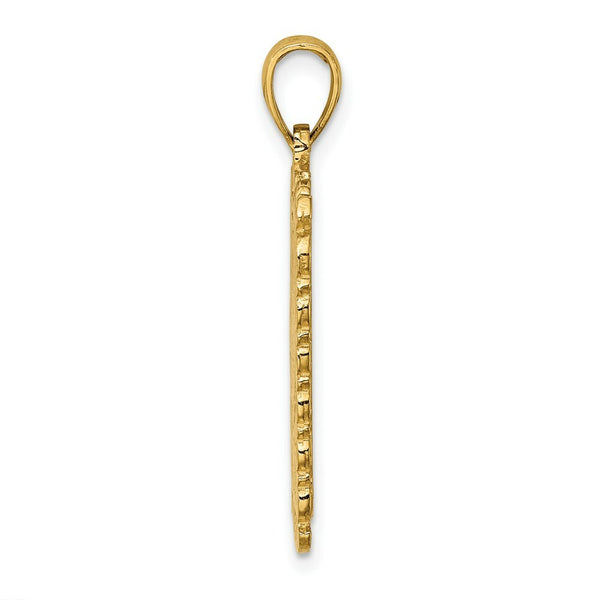 14K Yellow Gold 2-D Queen Playing Card Charm Pendant