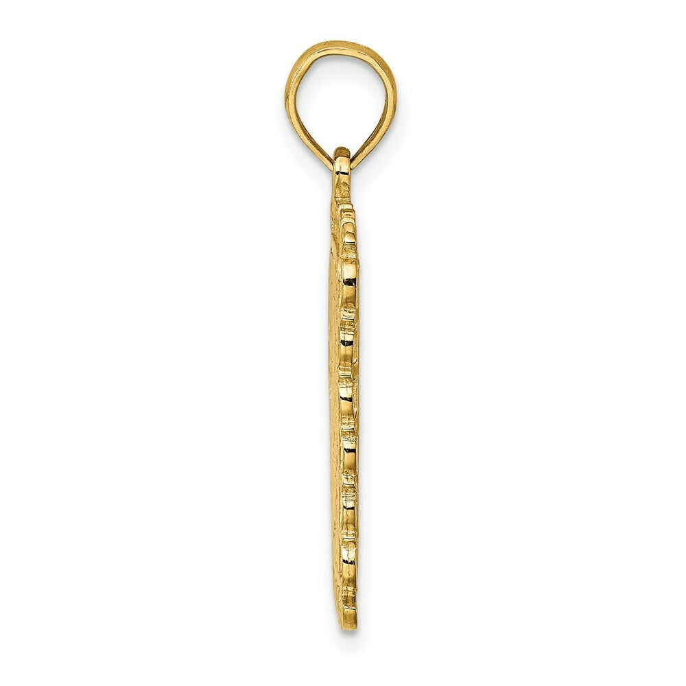 14K Yellow Gold 2-D King Playing Card Charm Pendant