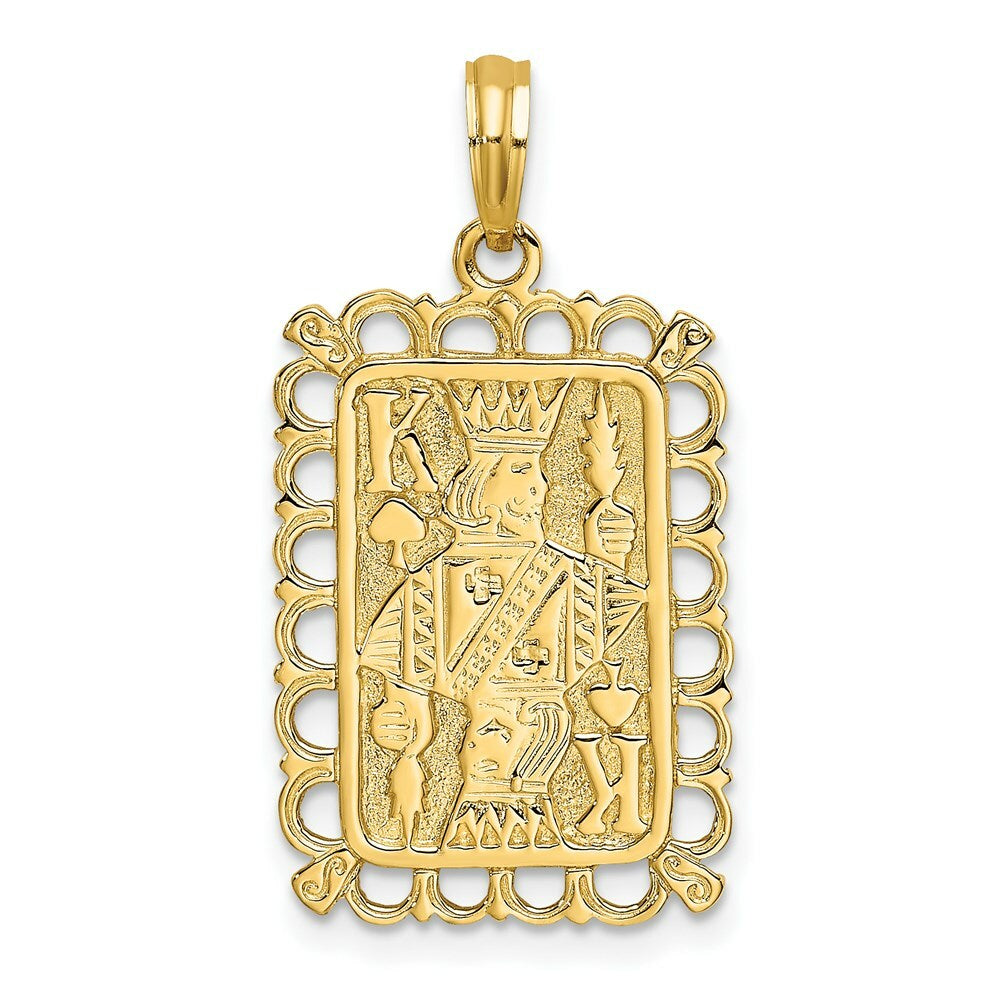 14K Yellow Gold 2-D King Playing Card Charm Pendant