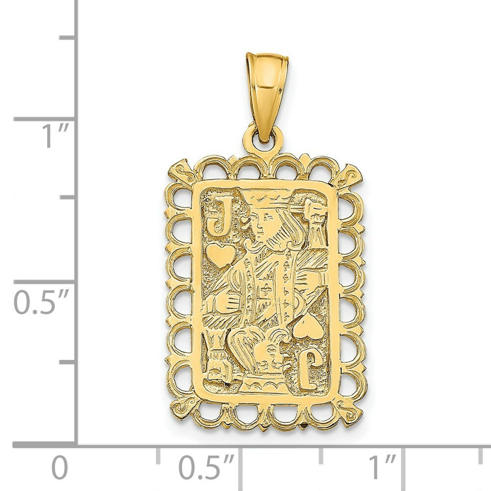 14K Yellow Gold Jack of Hearts Pendant