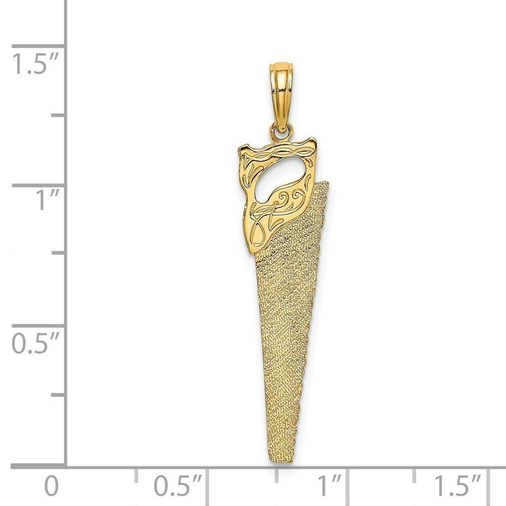 14K Yellow Gold 3-D Flat HAND SAW Charm Pendant