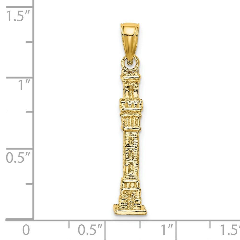 14K Yellow Gold 3-D Pilgrim Memeorial Monument Charm Pendant