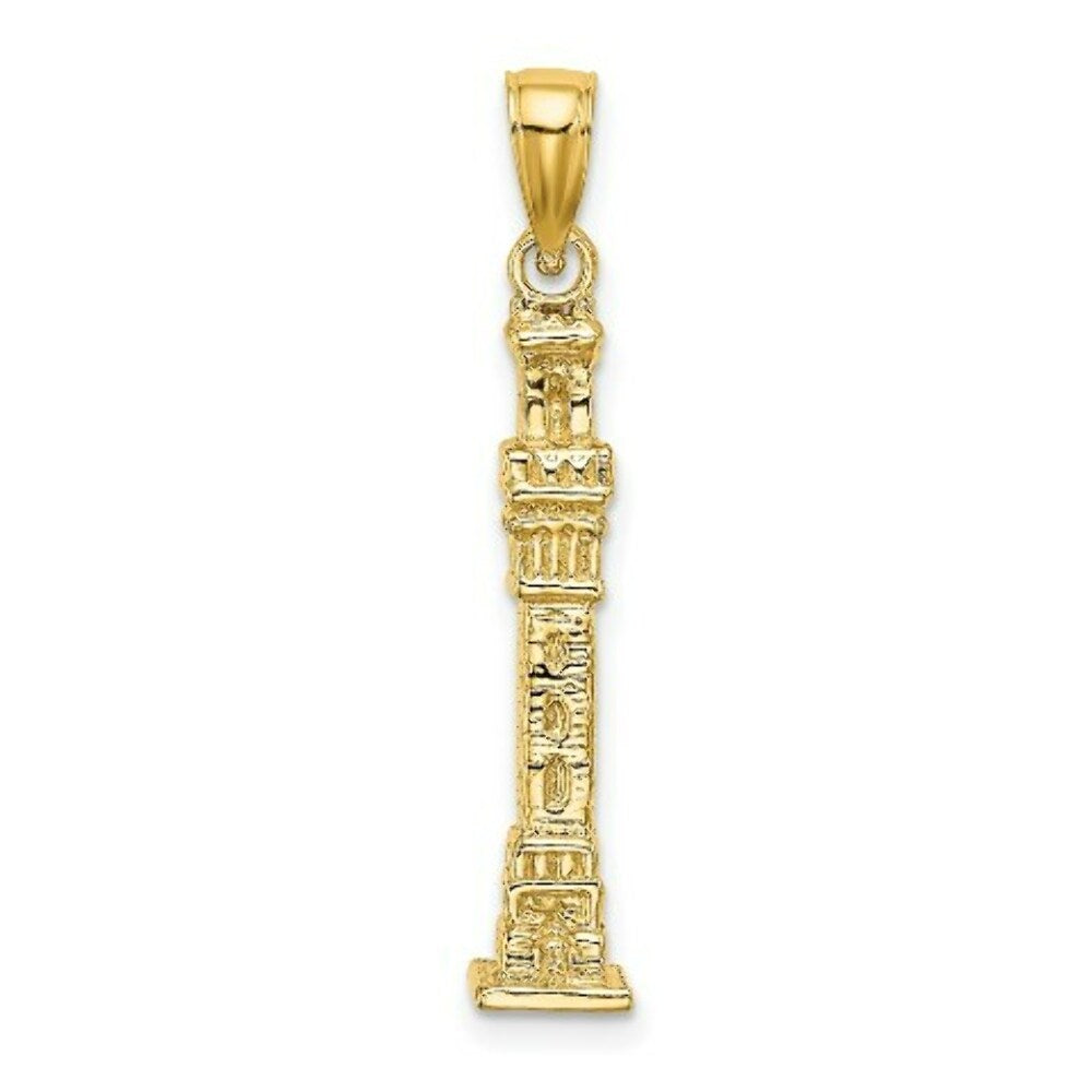 14K Yellow Gold 3-D Pilgrim Memeorial Monument Charm Pendant