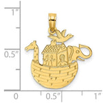 Load image into Gallery viewer, 14K Yellow Gold Engraved &amp; Flat Noah's Ark Charm Pendant
