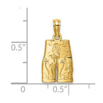 Load image into Gallery viewer, 14K Yellow Gold Engraved Board Shorts With Palm Trees Charm Pendant
