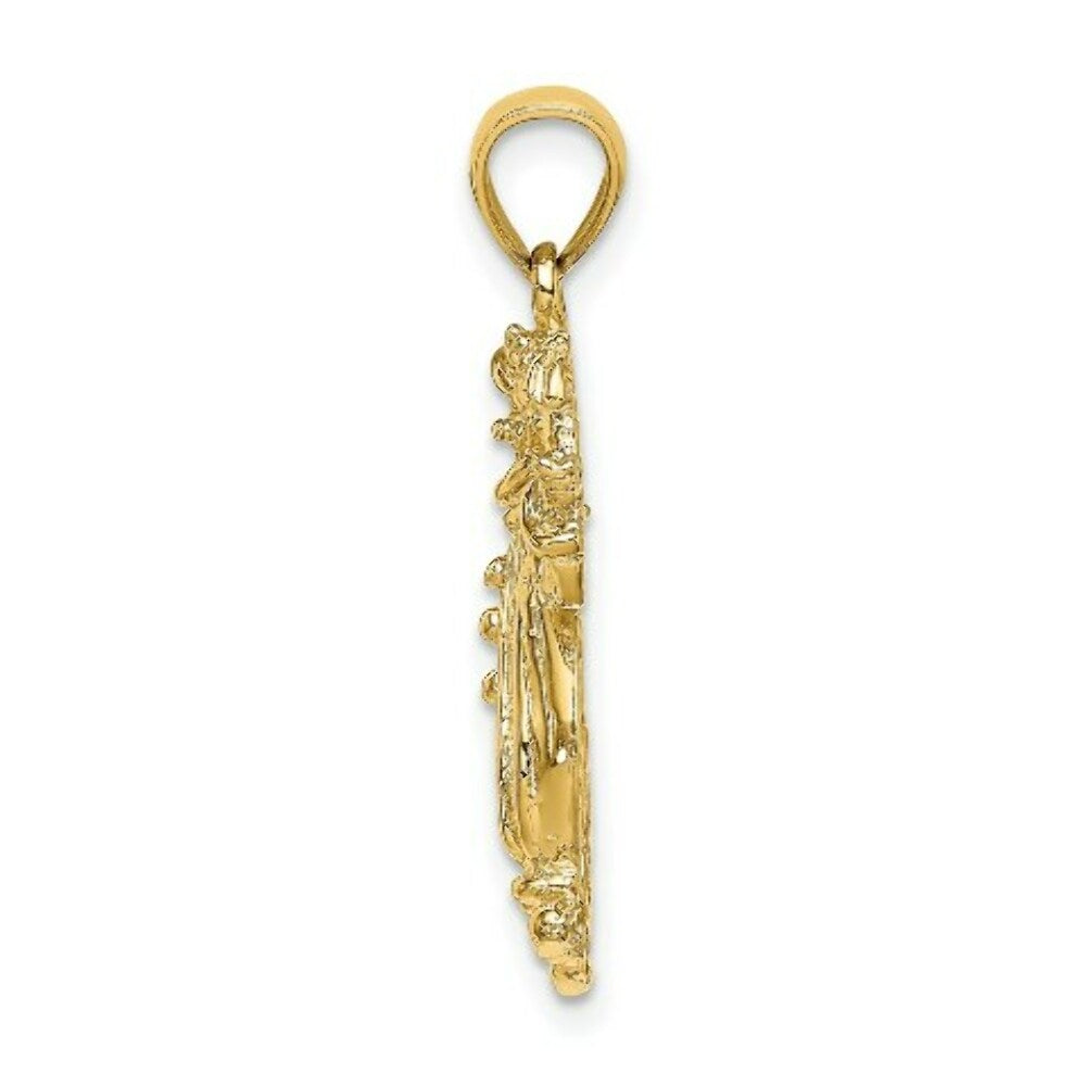 14K Yellow Gold 2-D & Textured CLOWN HOLDING UMBRELLA Charm Pendant