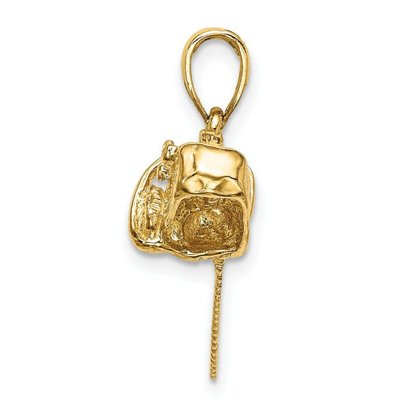 14K Yellow Gold 3-D Small CHAIN SAW Charm Pendant