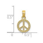 Load image into Gallery viewer, 14K Yellow Gold Flat &amp; Textured Mini Peace Sign Charm Pendant
