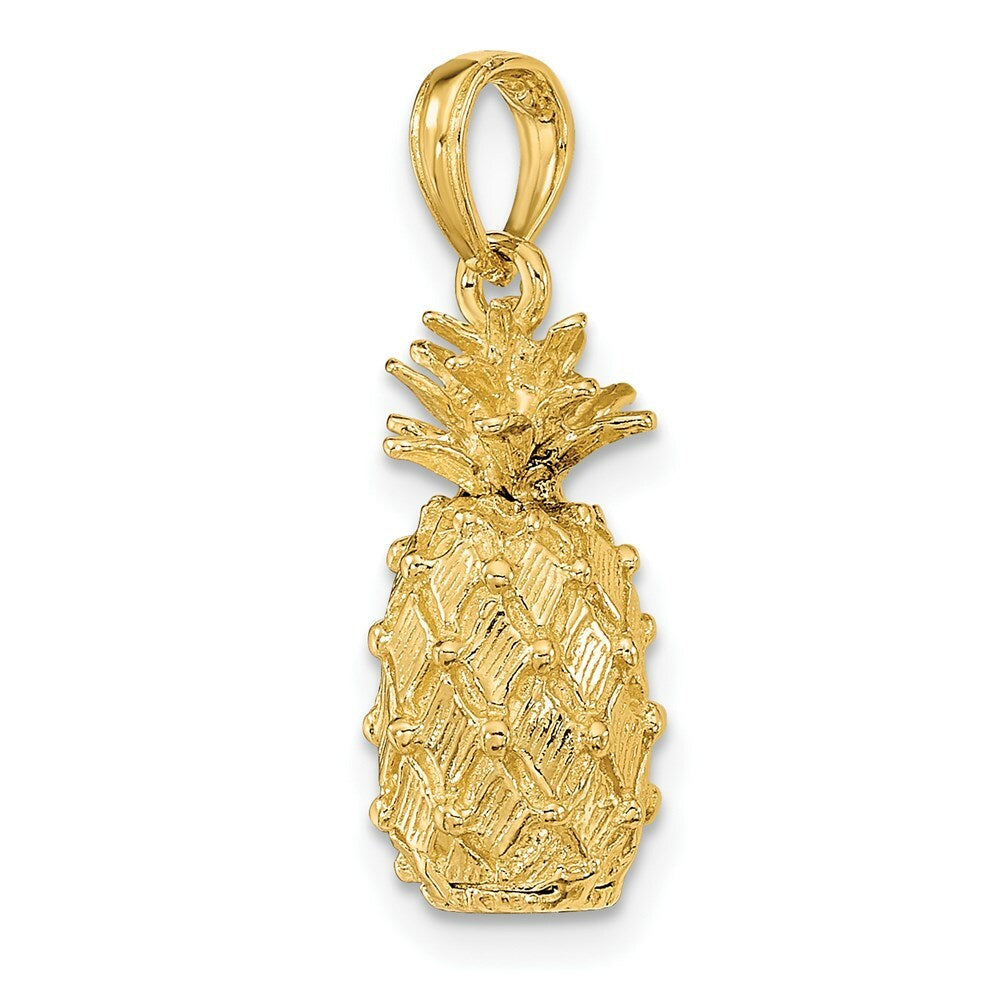 14K Yellow Gold 3-D PINEAPPLE Charm Pendant