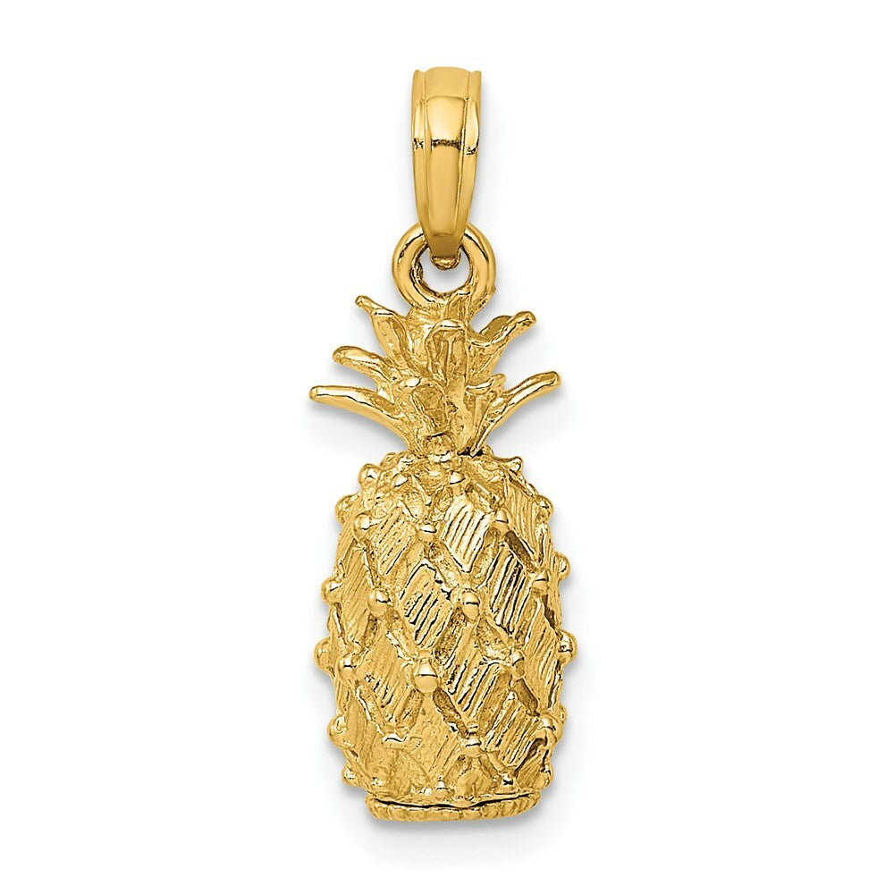 14K Yellow Gold 3-D PINEAPPLE Charm Pendant