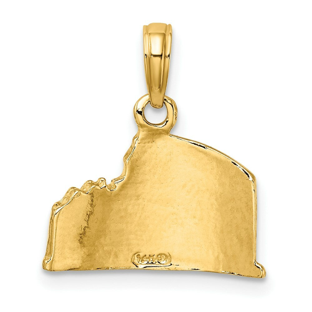 14K Yellow Gold Texture & 2-D COLISEUM Charm Pendant