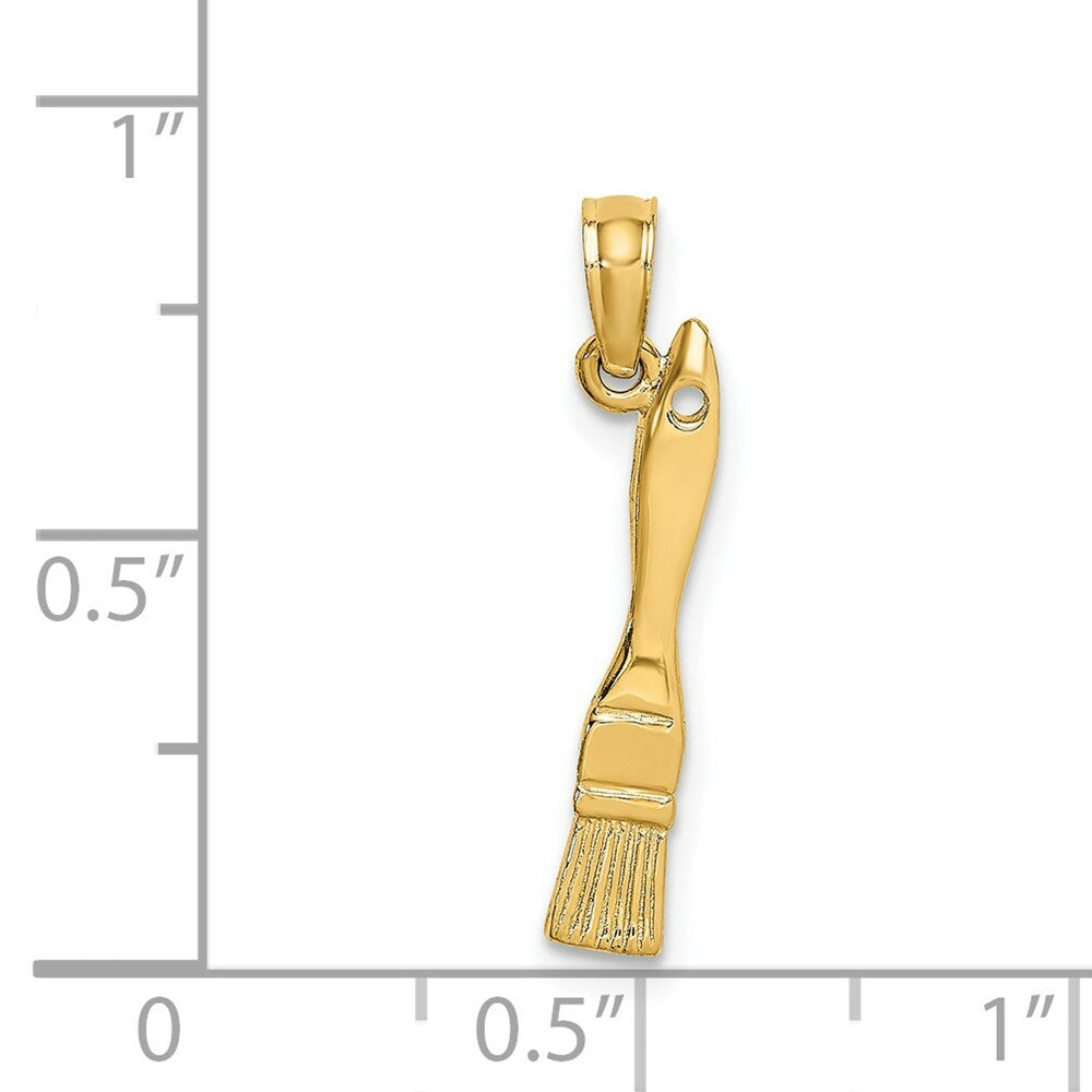 14K Yellow Gold 3-D PAINT BRUSH Charm Pendant