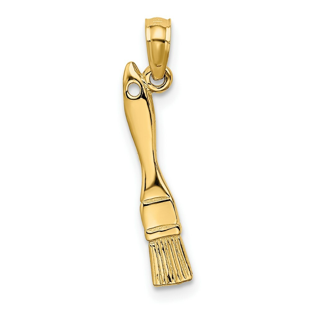 14K Yellow Gold 3-D PAINT BRUSH Charm Pendant