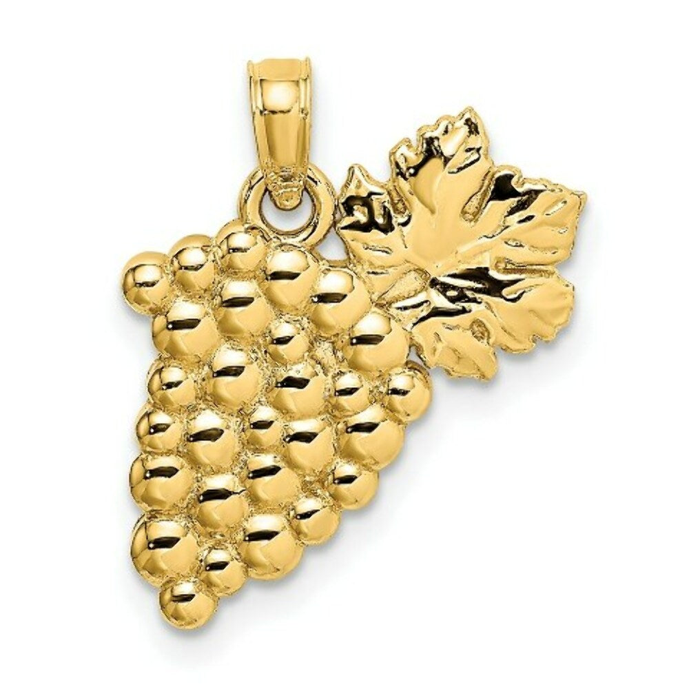 14K Yellow Gold 2-D BUNCH OF GRAPES Charm Pendant