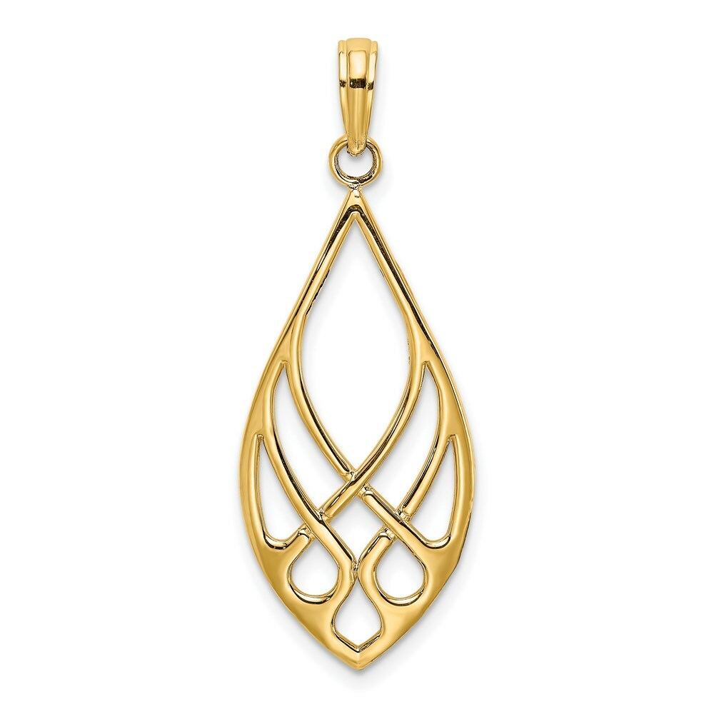 14K Yellow Gold CELTIC KNOT TEARDROP Charm Pendant
