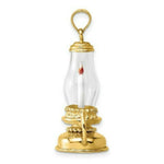 Load image into Gallery viewer, 14K Yellow Gold With Glass &amp; Enamel 3-D Candle Latern Charm Pendant
