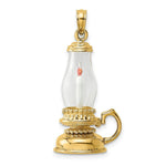 Load image into Gallery viewer, 14K Yellow Gold With Glass &amp; Enamel 3-D Candle Latern Charm Pendant
