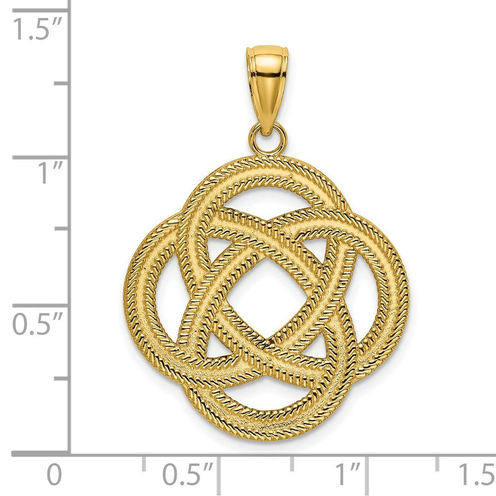 14K Yellow Gold Large Celtic Eternity Knot Circle Charm Pendant