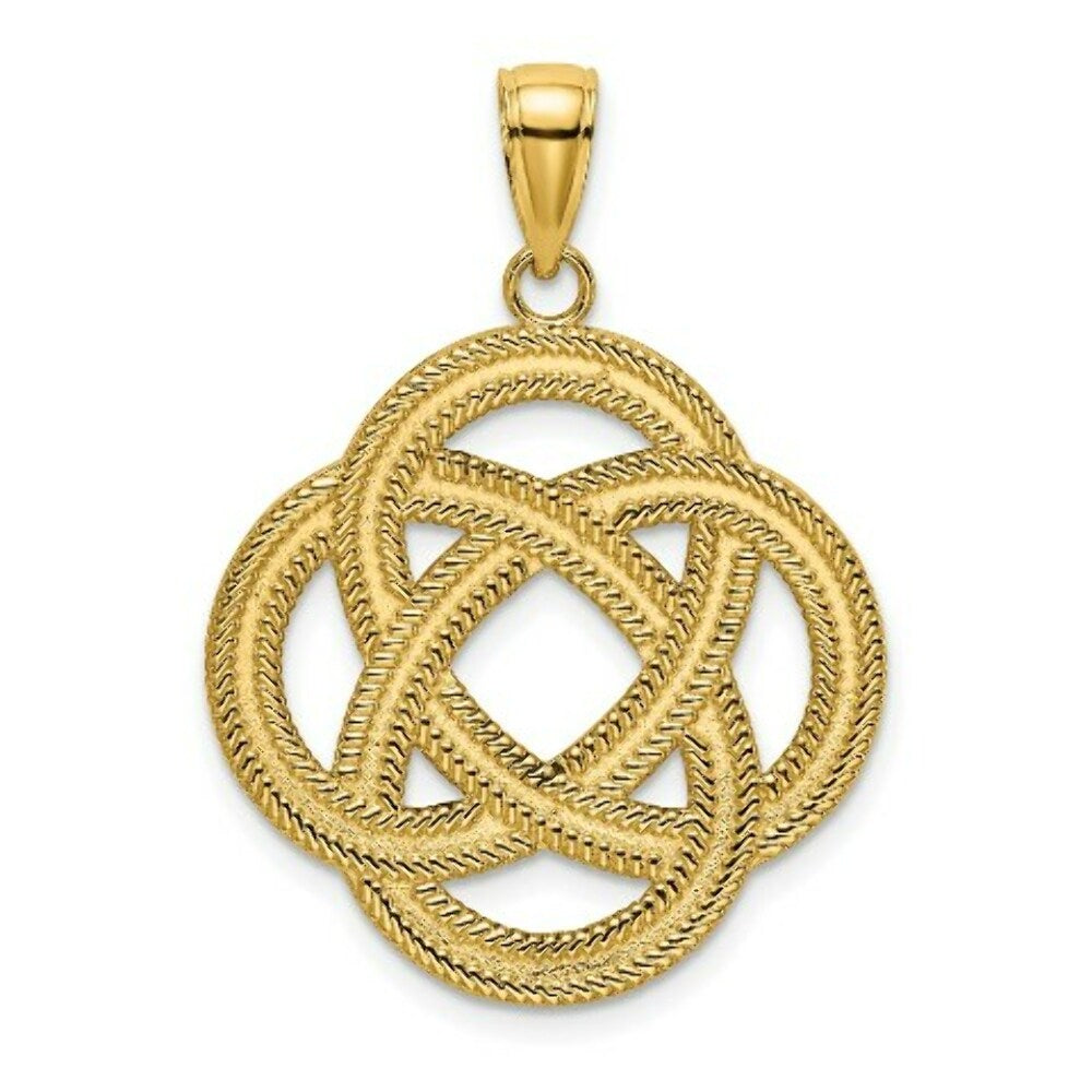 14K Yellow Gold Large Celtic Eternity Knot Circle Charm Pendant