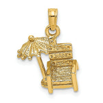 Load image into Gallery viewer, 14K Yellow Gold 3-D Beach Chair With Umbrella Charm Pendant
