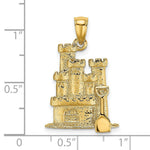 Load image into Gallery viewer, 14K Yellow Gold 3-D Textured Sand Castle With Shovel Charm Pendant
