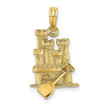 Load image into Gallery viewer, 14K Yellow Gold 3-D Sand Castle With Shovel Charm Pendant
