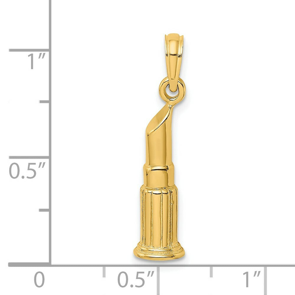 14K Yellow Gold 2-D Polished LipStick Tube Charm Pendant