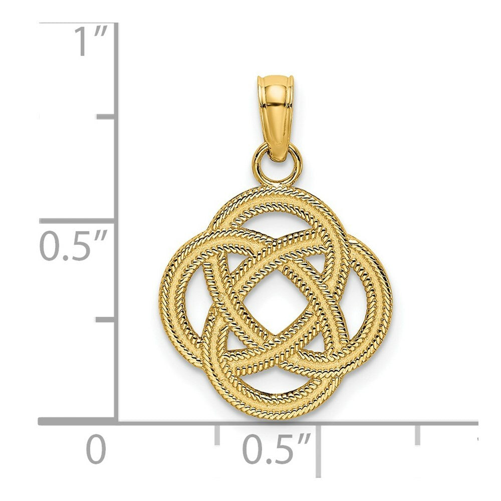 14K Yellow Gold Small Celtic Eternity Knot Circle Charm Pendant