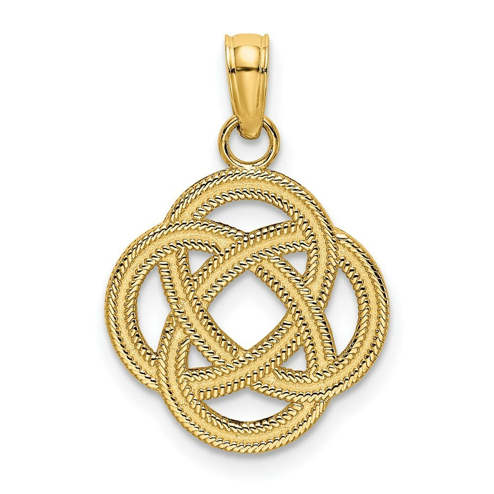 14K Yellow Gold Small Celtic Eternity Knot Circle Charm Pendant