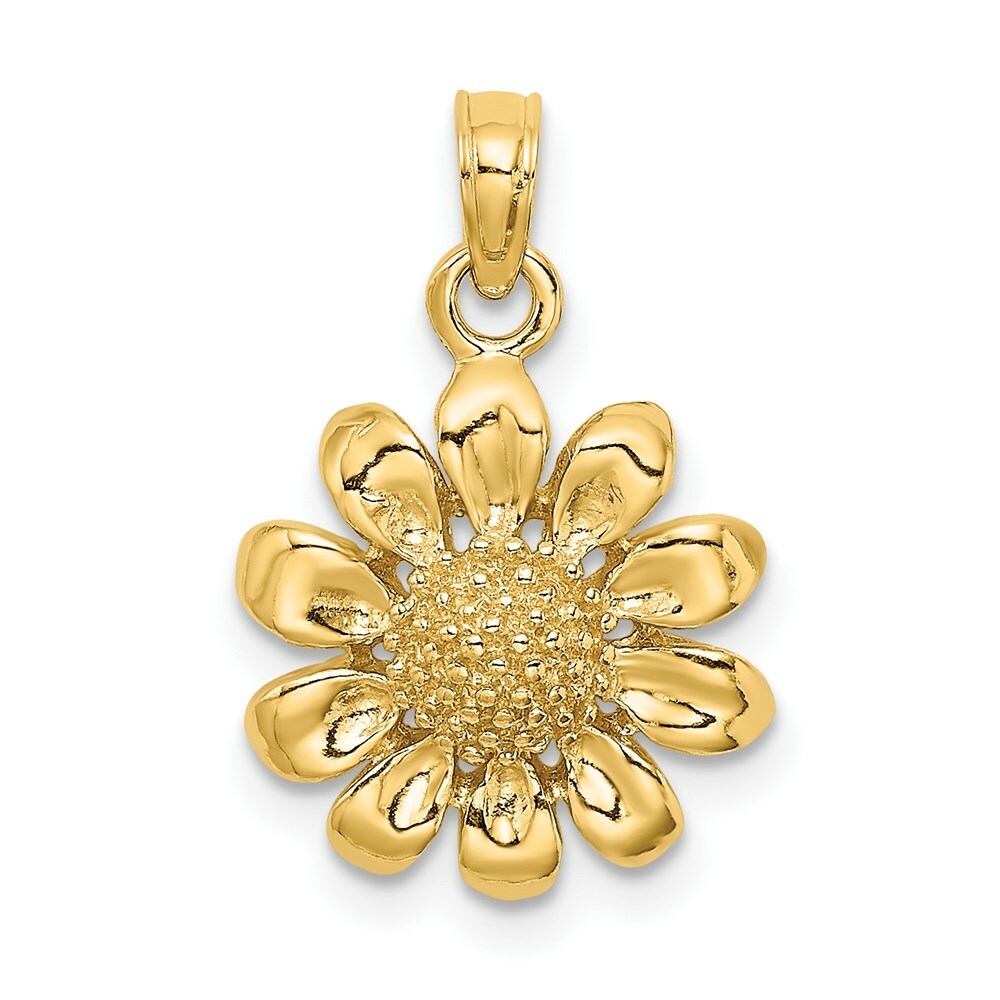 14K Yellow Gold 2-D Sunflower Charm Pendant