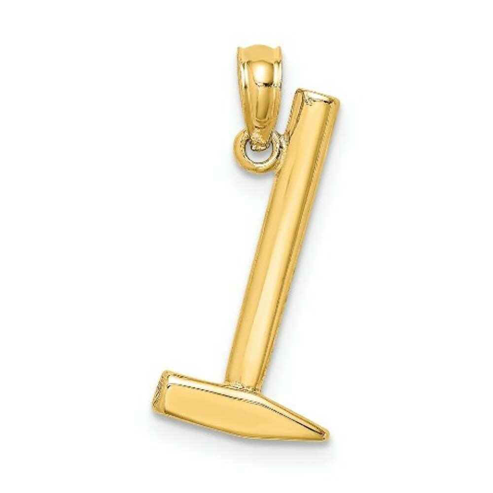 14K Yellow Gold 3-D Hammer Charm Pendant