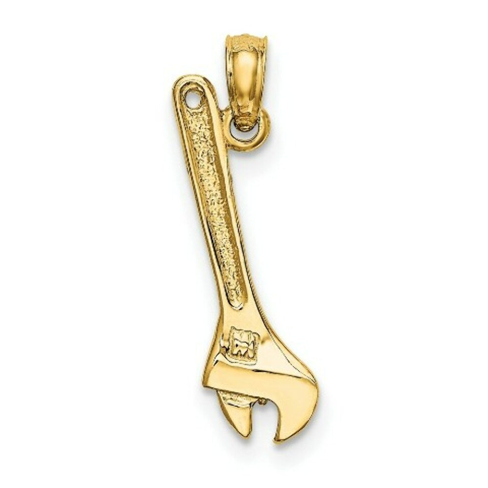 14K Yellow Gold 3-D ADJUSTABLE WRENCH Charm Pendant