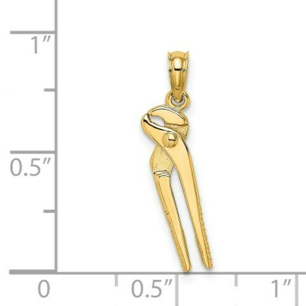 14K Yellow Gold 3-D Moveable LOCKING WRENCH Charm Pendant