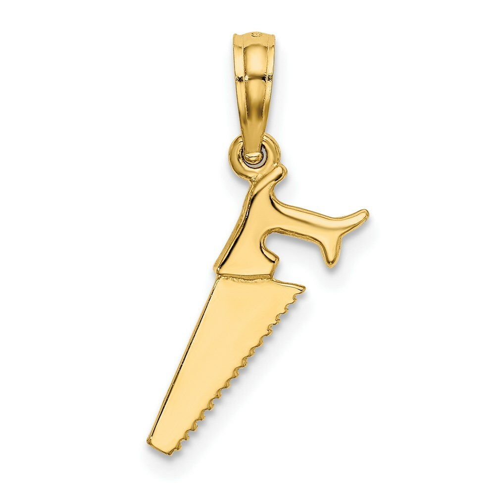 14K Yellow Gold 3-D SAW Charm Pendant