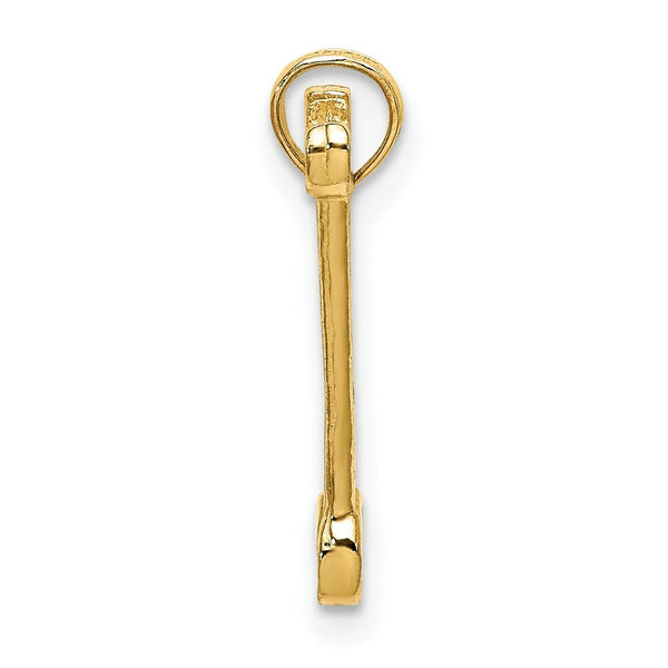 Double Open-Ended Wrench Tool Charm Pendant in 14K Yellow Gold 3-D